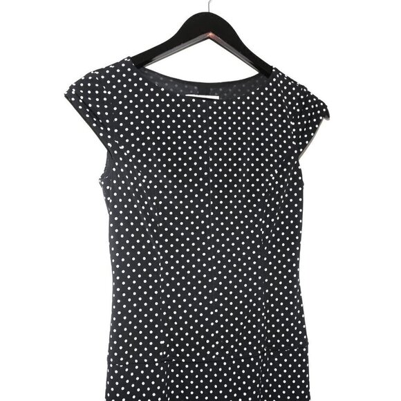 𝅺Joseph Ribkoff Polka Dot Short Sleeve Round Neck Mini Black Flowy Dress - Picture 3 of 7
